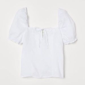 H&M White linen puff sleeve top size S